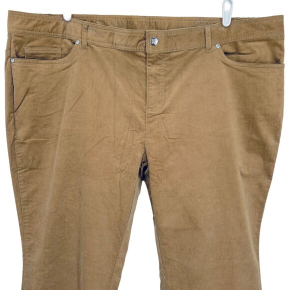 NWT Women with Control Corduroy High Rise Straight Leg Stretch Brown Pants 26WP - Picture 3 of 9